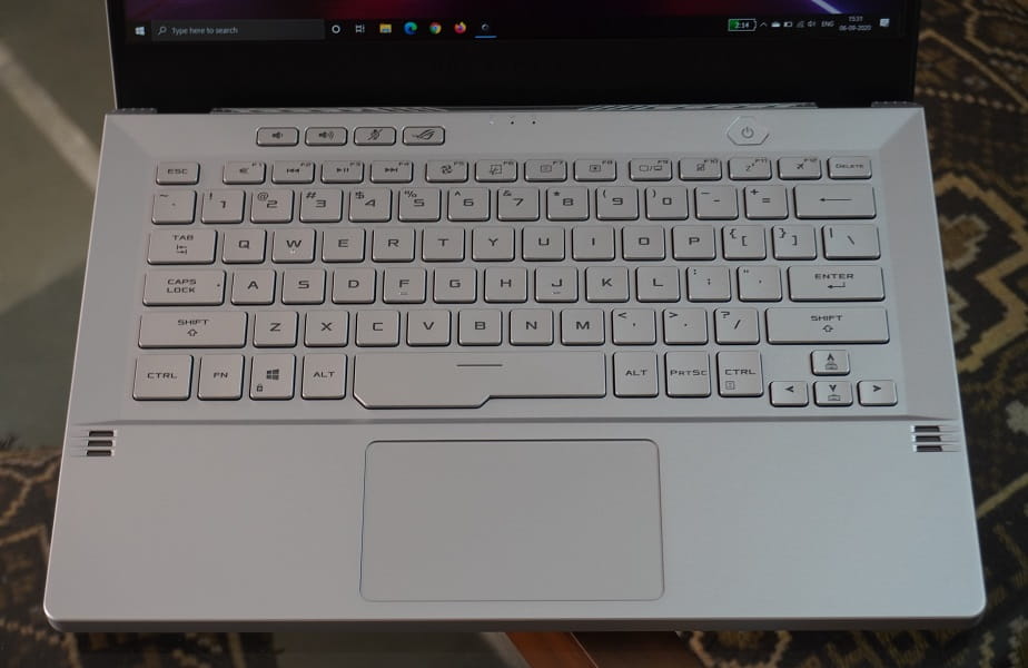 Backlit keyboard and smooth glass trackpad on Zephyrus G14