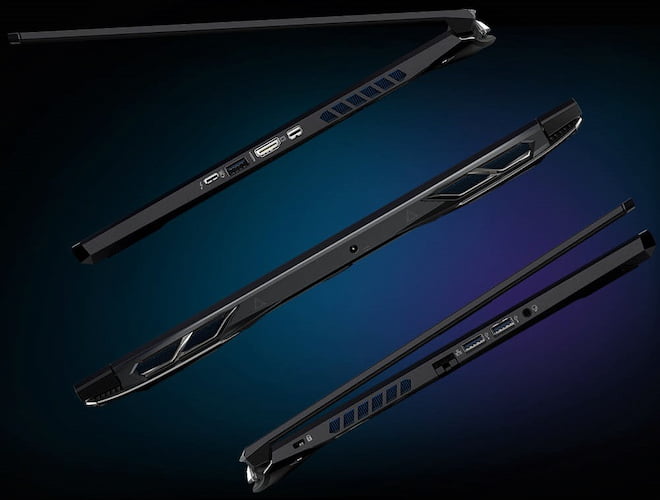 Ports on the left, right and back of 2021 Predator Helios 300 Gaming Laptop