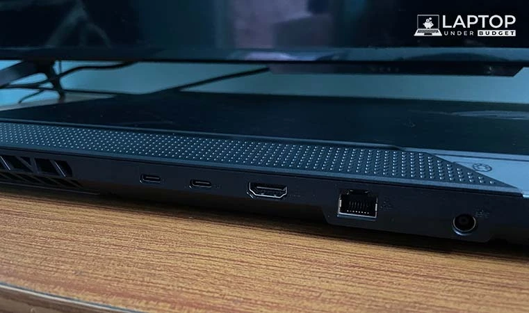Ports Slots on the back of Asus ROG Strix Scar 17 SE Gaming Laptop