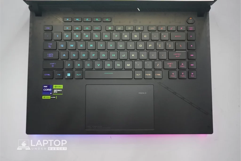 ROG Scar 16 Gaming Laptop RGB Keyboard Layout